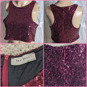 Bear Dance sequined stretchy crop top sz L